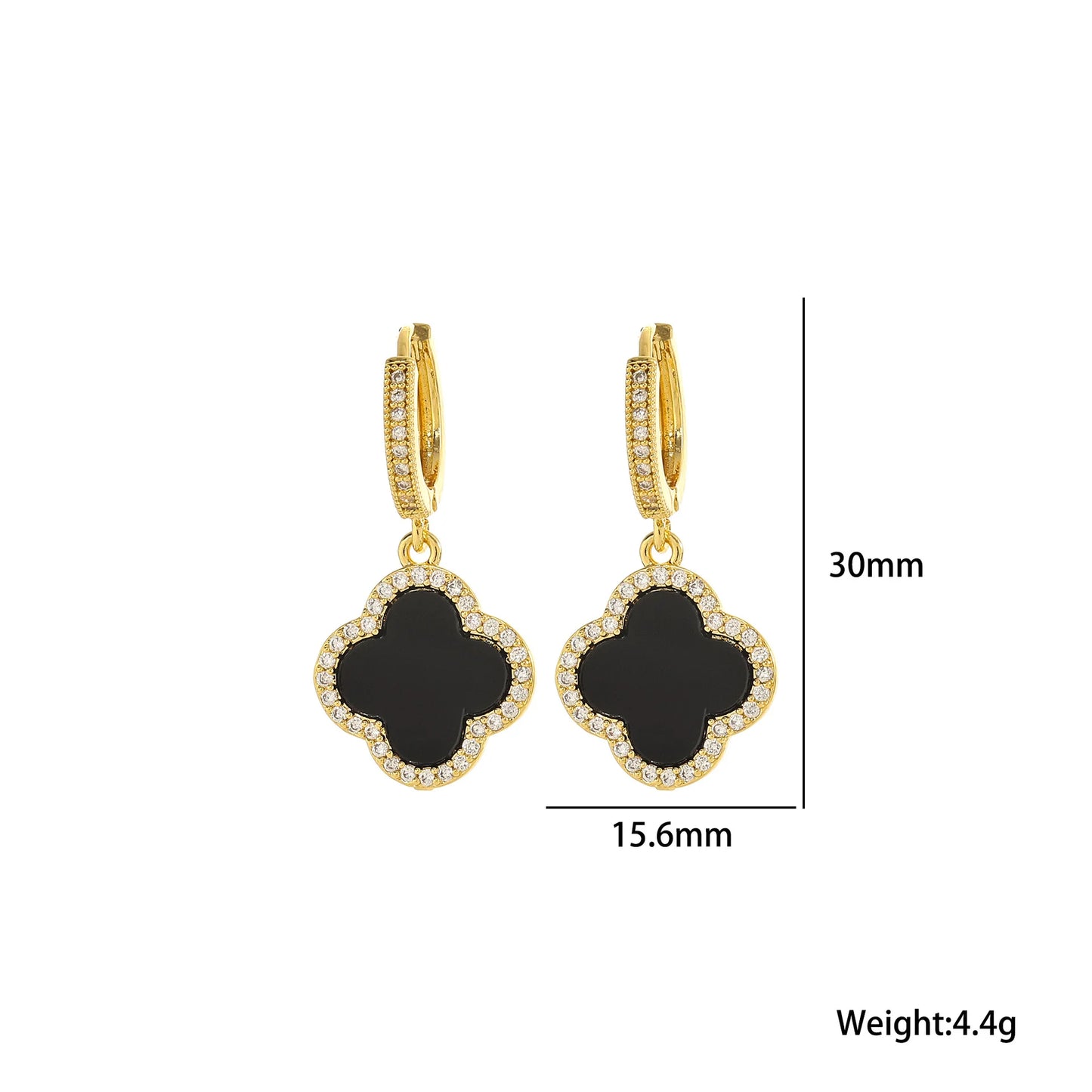 Leaf clover sparkling earrings