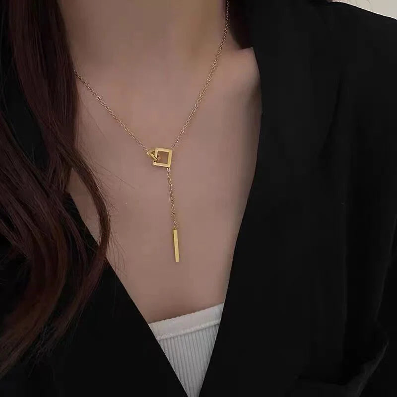 Cube shaped dropdown necklace