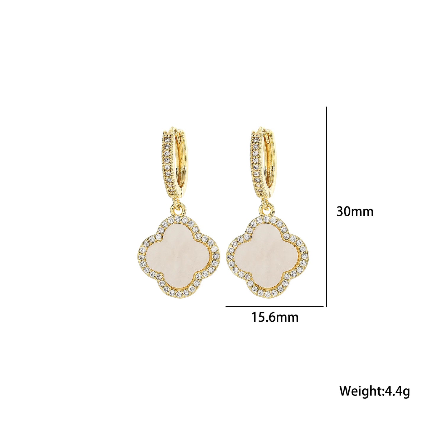 Leaf clover sparkling earrings